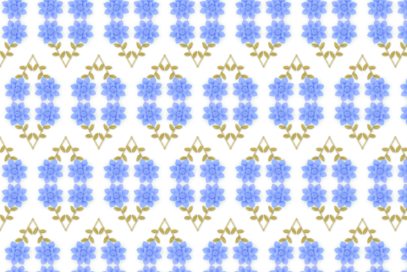 Floral Blue Garden Illustration Pattern