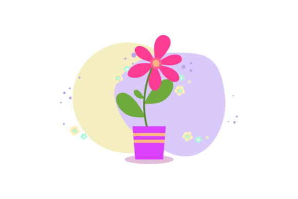 Floral Leaves and Pot Abstract