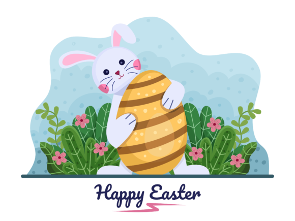 Happy Easter Day with Cute Bunny Vector