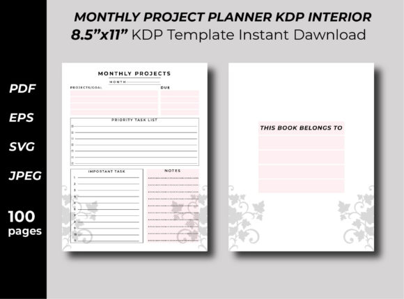 Monthly Project Planner KDP Interior
