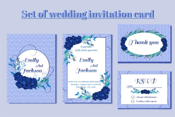 Wedding Invitation Card, Blue Rose