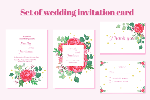 Wedding Invitation Card Red Rose